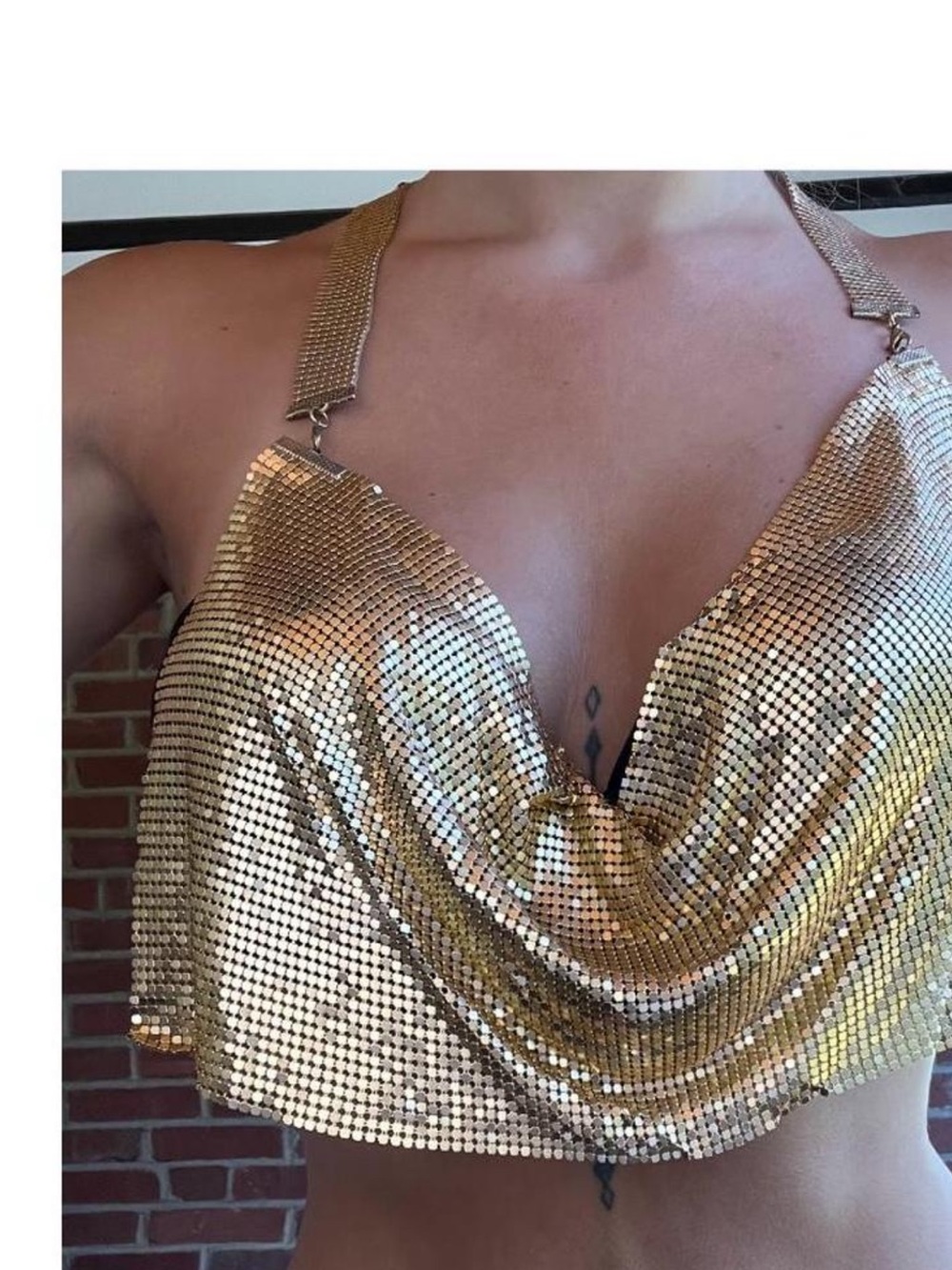 Boohoo Gold Sequin Chainmail Crop Top like new, price is firm